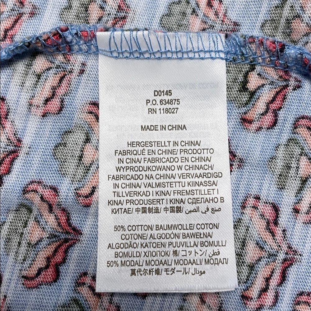 Boden Anita Jersey Midi Dress Size 10 Dusty Blue Oriental Meadow V Neck - Picture 12 of 16